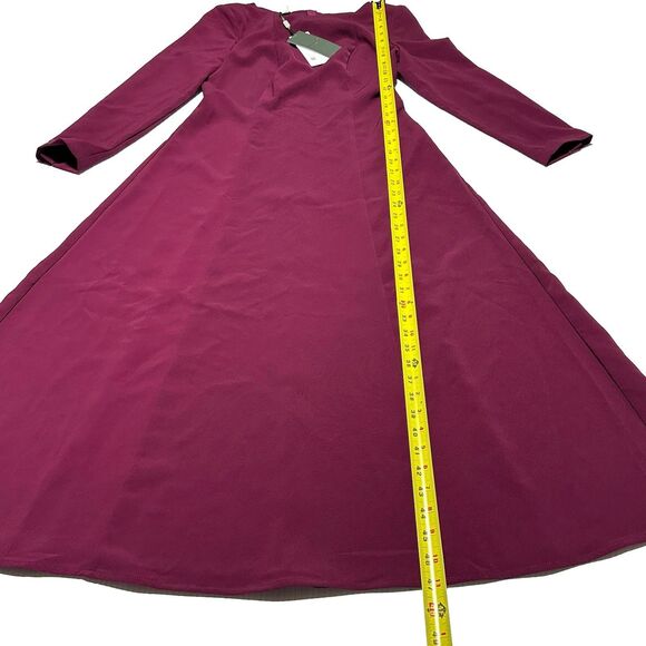 Hobbs London Leonora Dress Midi Long Sleeve warm plum Modest US Size 4 NWT - Picture 14 of 14